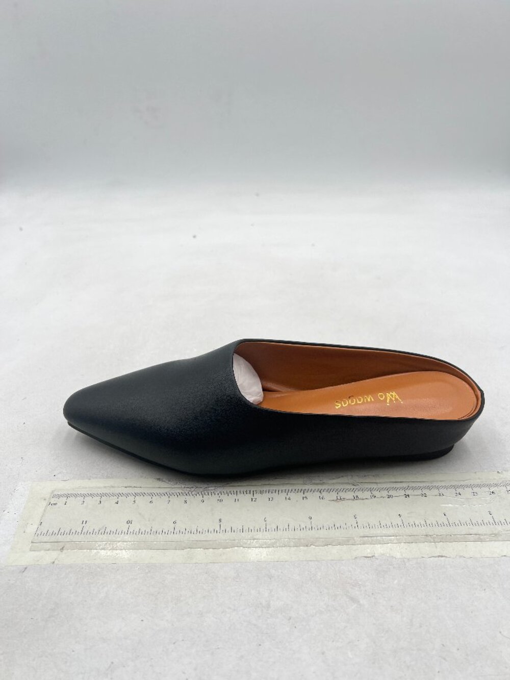 Wo Wagas Black Mules Low Wedges Heels Slipper Squared Toe Slip On Shoes Indoor - Picture 2 of 8